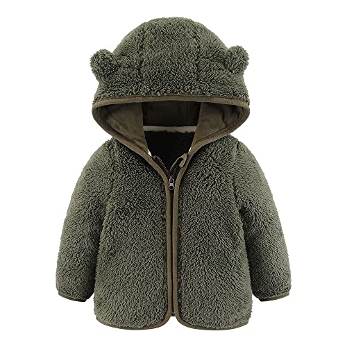 Kleinkind Baby Jungen Mädchen Fleece Kapuzenjacke mit Ohren Warme Kinder Cartoon Bär Reißverschluss Outwear 0-24 Monate