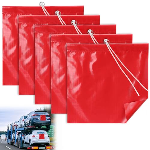 Warnfahne Warnflagge Rote Fahne Überlänge 5 Stück Rote Flagge Schlussfahne Endfahne Signalfahne mit Seil für Transport, Fahrradträger, Heckanhänger, Wohnwagen(30x30cm/11,81 * 11,81 Zoll)