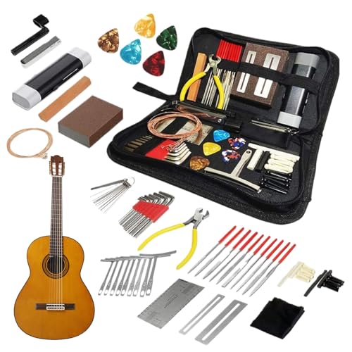 E -Gitarren -Wartungs -Kit - Gitarren Reparatur -Kit | String Instrument Care Set | Wartungstool Kits mit Tragetasche | 72 Guitr Care Wartung für Zuhause, Musiker