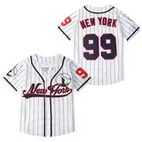 Stitched Youth New York 99 Baseball Trikots Kids Shirts Hip Hop Boys Clothing for Party Xmas Gifts, Weiß gestreift, Klein