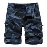 Cargo Shorts Herren Gerade Baumwolle Kurze Hosen Arbeitshose Taschen Camouflage Cargohose Cargoshorts Herren-Shorts Arbeitsshorts Outdoor Bermuda Shorts Wanderhose Trekking Freizeithose Camping