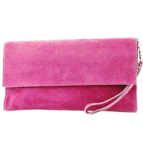 modamoda de - T151/M151 - ital. Clutch Wildleder/Leder Metallic, Farbe:Pink2021