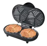 Bestron Doppel-Waffeleisen für klassische Herzwaffeln, Herzwaffeleisen mit Backampel & Antihaftbeschichtung, ideal für Kindergeburtstage, Ostern & Weihnachten, Farbe: Mattschwarz, ADWM1000BL