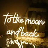 To The Moon and Back Leuchtreklame warm weiße LED Leuchtschild für Wand Dekoration USB Mond Neon Schild Neonlicht für Hochzeit Wandkunst Kinderzimmer Zuhause Party Geschenk