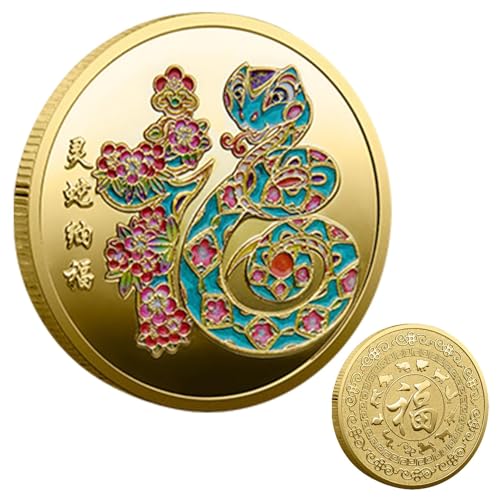 Year Of The Snake Coin, Chinese Feng Shui Sign Lucky Coin, Snake Commemorative Coin Collection, 2025 New Year Lucky Coin, Feng Shui Snake Coin, Snake Lucky Coin For Good Fortune, Chinese Snake