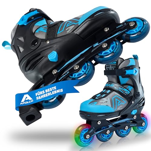 Apollo Champion, größenverstellbare Inliner für Jungs und Mädchen ab Größe 31, für Damen und Herren bis Größe 42, hochwertige Inline Skates für Kinder und Erwachsene mit LED Rollen