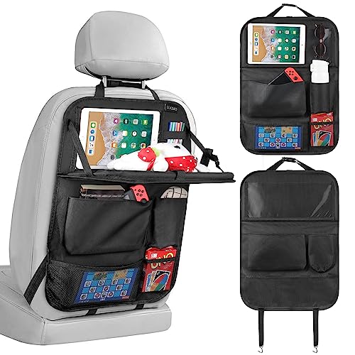 LUCMO Auto Rückenlehnenschutz, Autositz Organizer, Rücksitz Organizer mit Tablet/Telefon Aufbewahrung, Wasserdicht Multifunktionale Auto Aufbewahrungstasche kinder