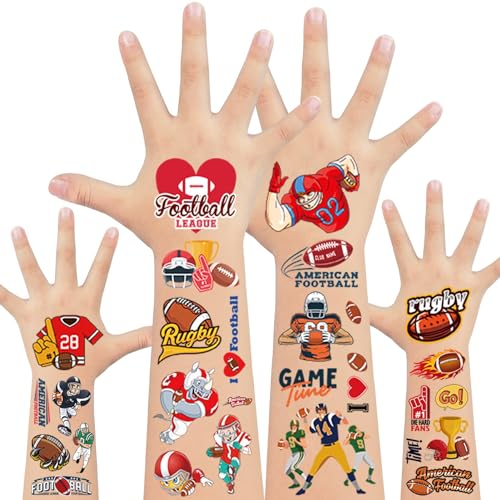 20 Blätter Rugby Tattoos Aufkleber für Kinder Jungen, Rugby Fußball Temporäre Tattoos für Kinder Party Dekorationen, Jungen Temporäre Tattoos für Fußball-Spiele Party Dekor Taschen