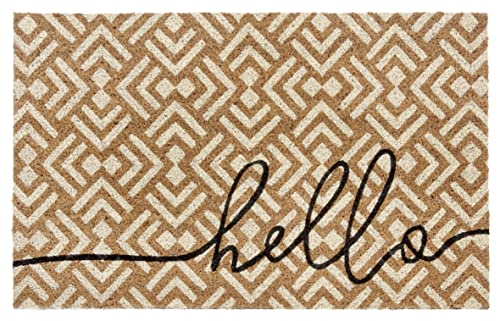 Hanse Home Kokos Fußmatte für Innen 45x75cm – Fussmatte Outdoor Kokosmatte Schmutzfangmatte Welcome Design Wetterfest, rutschfest für Eingangsbereich & geschützter Außenbereich – Natur