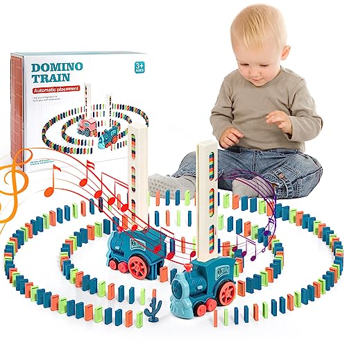 Elektrischer Zug Domino, 200 Teile, elektrischer Zug für Kinder, automatisch, Domino-Zug mit Lichtern und Musik, für Mädchen und Jungen ab 3 Jahren