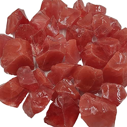 LABDIP Haussammlung 1 Stück raue Wassermelone rot roh schmelzend geschmolzen Stein Quarz Kristall Probe Aquarium Heimtextilien Raumdekoration (Color : Watermelon Red, Size : 1pc 20-40mm)