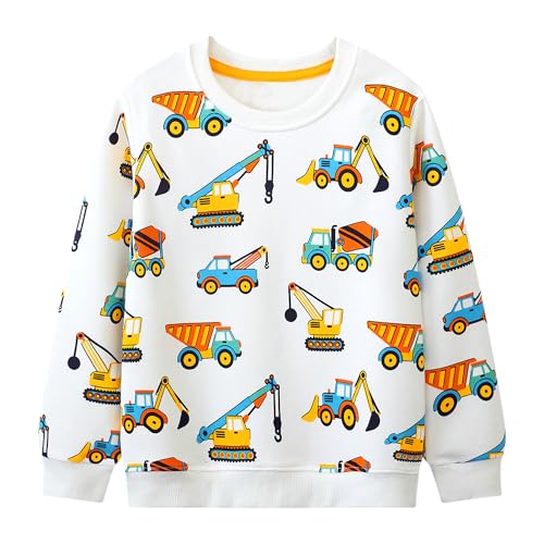 JinBei Baby Jungen Pullover für Kinder Weiß Bagger Sweatshirt Sport Baumwolle Jumper Langarm Sweater Pull Casual Langarmshirts Streetwear Schule Herbst Winter Frühling Tops Alter 2-3 Jahre