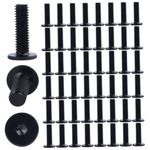 50pcs Schrauben, M2x8mm Edelstahl -Sechskanthexagon -Sockel Ultra dünner super niedriger flacher Kopf -Allen -Kappenschrauben, schwarz