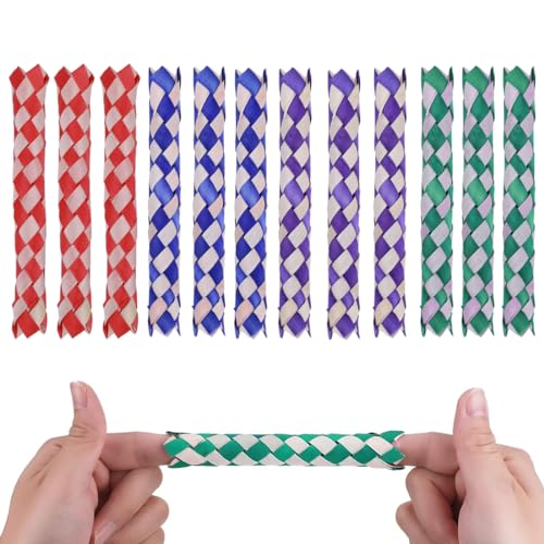 RDNKVB Coole Fingerfalle, Klassische Chinesische Fingerfallen, Sortiert Farben Finger Falle Spielzeug für Kinder und Erwachsene,12 Stück Klassische Geburtstagsfeierbevorzugungen