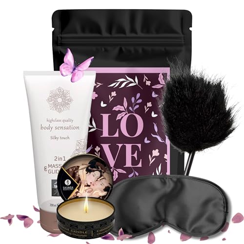 Massage Set Erotik Gel Für Pärchen Paare Sex Wundertüte Erotik Paarzeit Knisterkiste Geschenk für Sie und Ihn Verwöhnpaket für Erwachsene Paare Tantra Massage Öl Massagekerze für Männer und Frauen