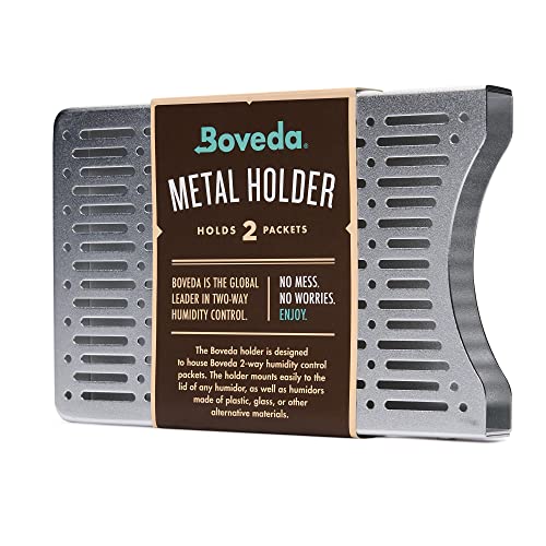 Boveda für Zigarren | Boveda-Halter aus gebürstetem Aluminium für Humidor | zur Verwendung bei zwei (2) Boveda der Größe 60 (separat erhältlich) | mit Magnet- und Velcro®-Befestigungssets | 1 Stück