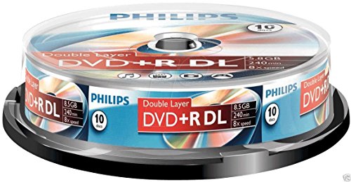 PHILIPS DVD+R Rohlinge (8.5 GB Data/ 240 Minuten Video, 8X High Speed Aufnahme, 10er Spindel, Double Layer DL)