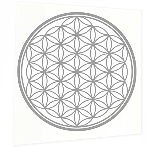 Indigos UG Aufkleber Blume des Lebens Baum - 90x90mm Silber - Heckscheibe - Heckscheiben Aufkleber - Sticker Tuning Boot Auto Laptop LKW