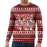 WKAYsIV Herren Winter Mandel Winter, lässig, O-Kragen, langärmelig, Weihnachtsdruck, Stil 8 Bekleidung Herren (Beige, M)