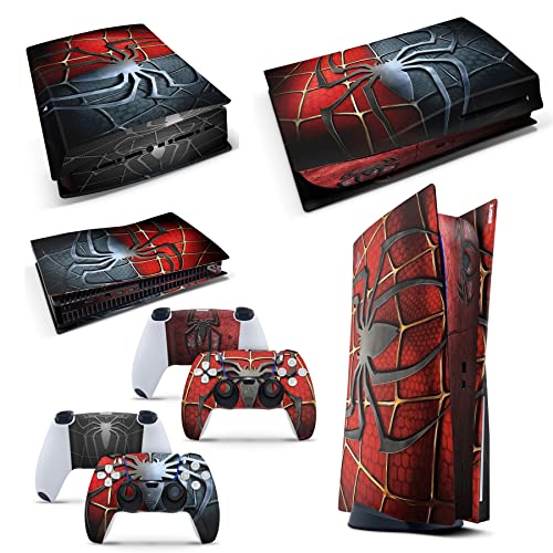 GNG PS5 Konsolen-Gehäuseaufkleber, Motiv: Spiderman, inklusive 2er-Set mit Aufklebern für Controller (Digital - kein Laufwerk)