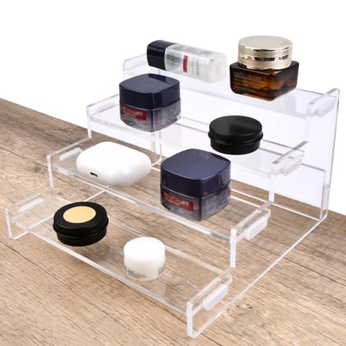 USENG 4 Stufiger Klarer Riser Display Ständer Parfüm Ständer Parfüm Aufsteller,Display Organizer Clear Acrylic Display Stand Acryl Display,Parfüm Regal Treppe Displayständer Präsentationsständer