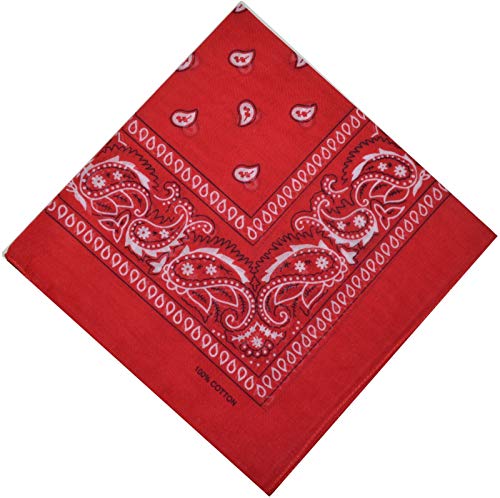 Bandana Halstuch Biker 1er 3er 6er 12er Pack Nikki Tuch Schal Paisley Kopftuch 100% Baumwolle 25 Farben (1er, Rot)