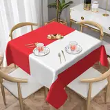 WZYWHJ Quadratische dekorative Tischdecke, 137,2 x 137,2 cm, waschbare und wiederverwendbare indonesische Flagge