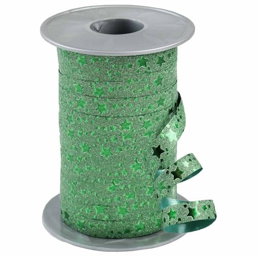 Poly - Ringelband Glitter Star grün 10 mm x 100 m, 1 Rolle(n)