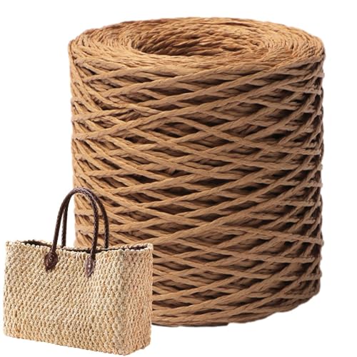 Raffia Garn Zum Häkeln, 150M Raffia Papierband Naturbast, Raffia Paper Schnur, Geschenkband Verpackung Papier Bindfäden Für, Strandtaschen, Hüte, di y Handwerk Weberei Dekoration