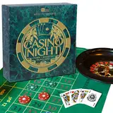 Talking Tables Casino Night Game Kit - Play Poker, Blackjack, Roulette - Glücksspielset für Erwachsene, Geschenke für Ihn - Enthält Spielmatte, Chips, Spielgeld, Bälle, Spielkarten (Host-Casino-V2)