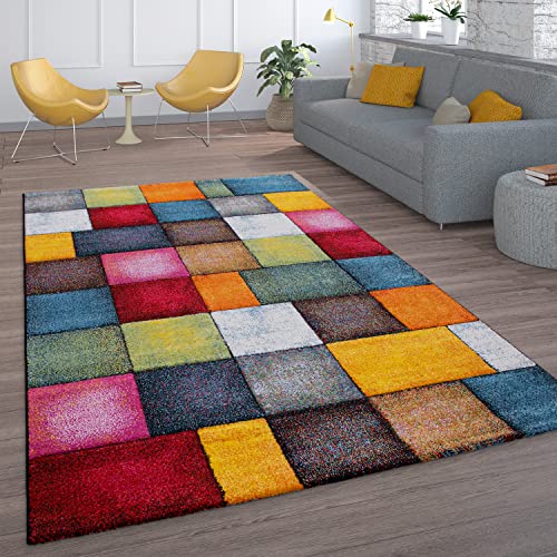 Paco Home Teppich Wohnzimmer Bunt Kinderzimmer Schlafzimmer Kurzflor Jugendzimmer Modern, Grösse:160x230 cm