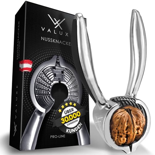VALUXE® Premium Nussknacker PRO - VERBESSERTES Modell 2024 mit rutschfestem Griff - Exklusiver Walnussknacker knackt Jede Walnuss mit Genuss - Nusszange, Walnussöffner, Nussöffner