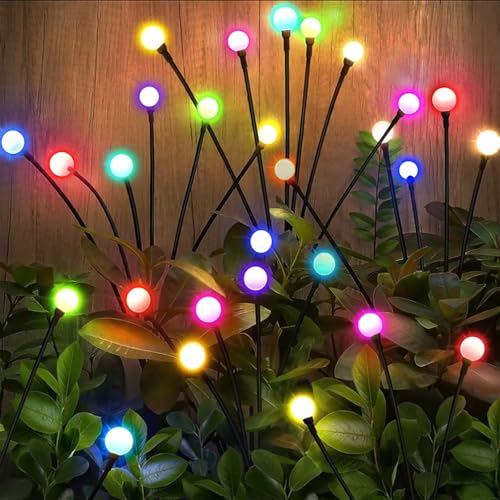 VIPNAJI Solarlampen für Außen, 4 Stück Solar Glühwürmchen mit 10 Farbig LED, Solarlampen Garten IP65 wasserdicht, Garten Solarleuchten für außen, Solarleuchten Garten Balkon, Gartendeko für draußen