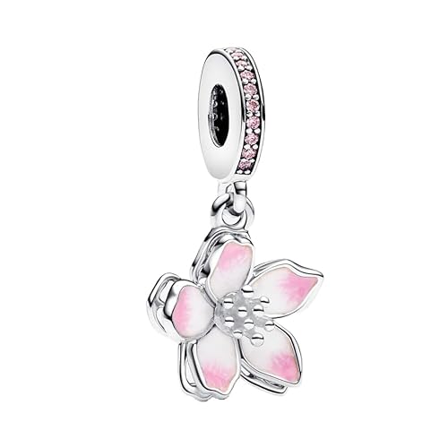 Feitery Cherry Blossom Dangle Charm Herz Anhänger Armband zum Muttertag