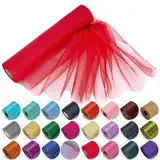 Trimming Shop Organza-Rolle, durchsichtig, glitzernd, elegant, dekoratives Tuch für Stuhlschleife, Tischläufer, Hochzeitsort, Party-Dekoration, 25 m x 29 cm, Rot