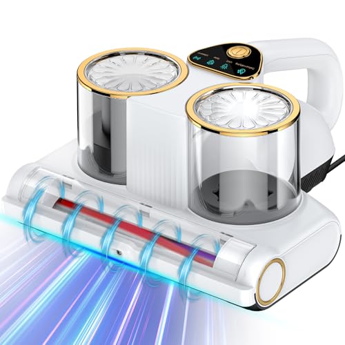 Milbensauger für Matratzen,Milbensauger mit UV-Licht 16KPA Absaugung 500W Milbenstaubsauger mit Ultraschall und Heißluftfunktion Matratzensauger Entfernt 99,9 % Bakterien Allergene und Staub-Milben