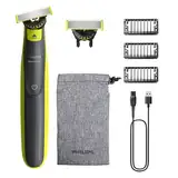 Philips OneBlade 360 Face - Elektrischer Bartschneider und Rasierer, 2x 360-Klingen, 3x Stoppelkamm (1,3,5mm), QP2724/31