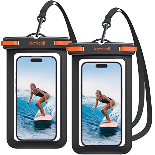 Lamicall Wasserdichte Handyhülle, Unterwasser Handytasche - [2 Stück] IPX8 Wasserfeste Hülle für Schwimmen, Waterproof Phone Case für iPhone 15 14 13 12 Pro Max Plus, Sumsung, Smartphone bis zu 7 Zoll