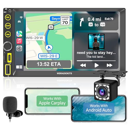 [Upgrade] Drahtloses A-pple CarPlay & Android Auto Autoradio 2 Din, 7-Zoll Digital Media-Receiver, Doppel Din Radio mit Bildschirm, Rückfahrkamera, Mirror Link, RDS/FM/AM/Phone GPS Navi, SWC, Typ-C