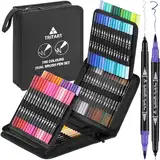 Tritart Brush Pen Set mit 100 Brush Pens - 100x Filz Stifte perfet für Comics und Manga - Dual Brush Pen Set mit jeweils 2 Spitzen - Bullet Journal Stifte - Stifte Set filzstifte