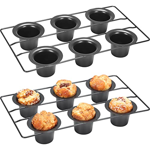 Shellwei 2 Stück 6 Mulden Antihaft-Popover Pfanne Muffin Cupcake Pan Yorkshire Pudding Pan Bakeware für Ofen Backen