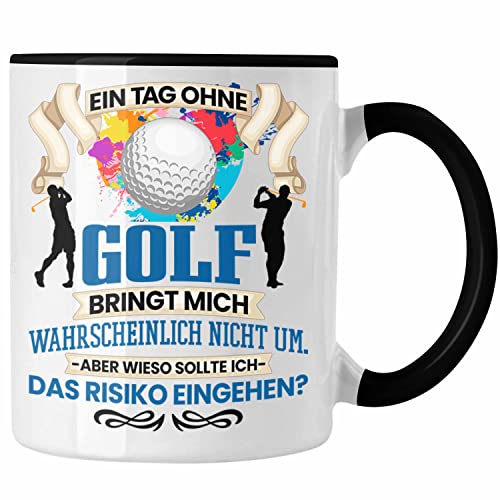 Trendation - Golf Tasse Geschenk für Golf-Spieler Lehrer Coach Lustiger Spruch Geschenkidee (Schwarz)