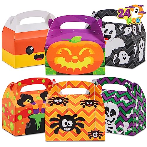 JOYIN 24 Stück Halloween Geschenkboxen Haus Karton Goodie Box für Süßes oder Saures, Halloween Süßigkeitenbehälter für Halloween Party Favor und Geburtstagsparty Dekoration 15,2cm x 15,2cm x 8,9 cm