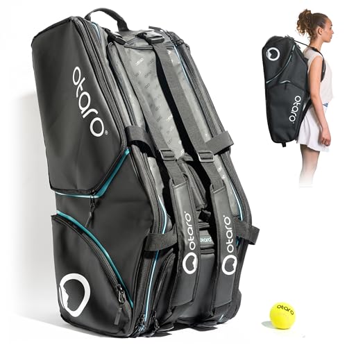 Otaro Tennistasche (82L) Premium Schlägertasche | Tennis, Badminton Schläger, Padel Schläger oder Squash | Tennistasche Damen, Tennistasche Herren, Tennisrucksack für Tennistrainer (FBA)