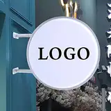 Esyogen 20 Zoll Beleuchtete LED Lightbox Leuchtkasten Rund Doppelseitig Leuchtreklame Nasenschild Projektionsschilder Leuchtschild Hängebar Leuchtkasten für Werbung, Wasserdicht, Acryl, 50x13cm