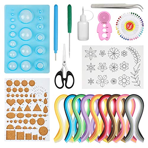 Hyber&Cara 19 Stück Papier Quilling Werkzeug Set mit 45 Farben 900 Papierstreifen Breite 5mm Quilling Schimmel Board Korkplatte