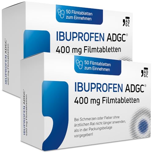 IBUPROFEN ADGC® 400mg Set 2x 50 Stück - gegen leichte bis mäßige Schmerzen wie Kopfschmerzen, Zahnschmerzen und Regelschmerzen sowie Fieber