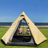 Zelt 4 Personen wasserdicht Ultraleicht Tipi Zelt Outdoor Teepee Pyramidenzelt für Gruppen Familien Outdoor Camping Feste (Khaki)