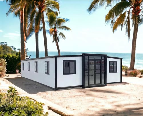 ZAZ Haus für Mehrzweck: 40ft X 20FT kleines Haus, tragbares Fertighaus mit Schlafzimmern, 1 voll ausgestattetes Badezimmer und Küche, vorgefertigtes Containerhaus zum Wohnen, faltbares Mobilheim mit