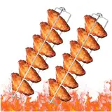 2PCS Premium Hühnerflügel Halter aus 100% Edelstahl,Hühnerflügel Grillspieße Hähnchenrack,Chicken Wing BBQ Gabel, Grillwerkzeug Set für Picknick Camping BBQ Party im Freien Grillkäfig